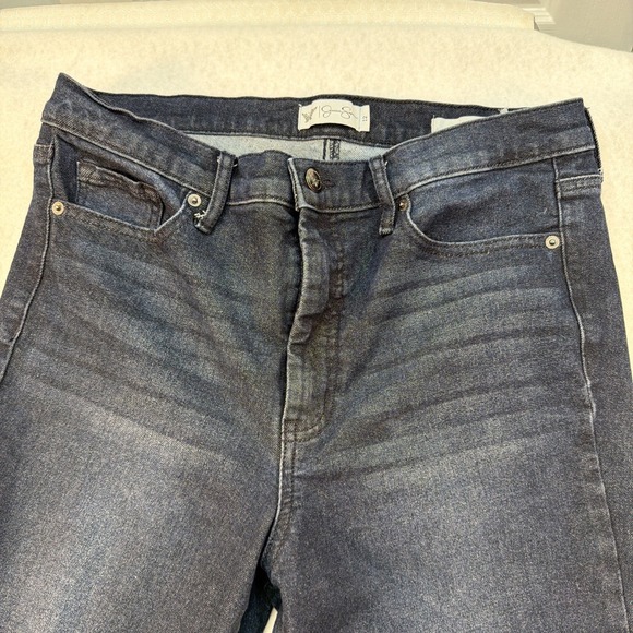 Jessica Simpson Daisy Flare Blue Denim Jeans Womens Size 12 Stretch Raw Hem Y2K - Picture 3 of 16